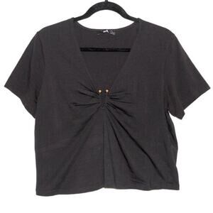 adL Gold Hook Detailed Black Short Sleeve T-shirt Size XL
